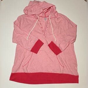 Old Navy Women's Pink Hoodie with Red Accents. Size L.